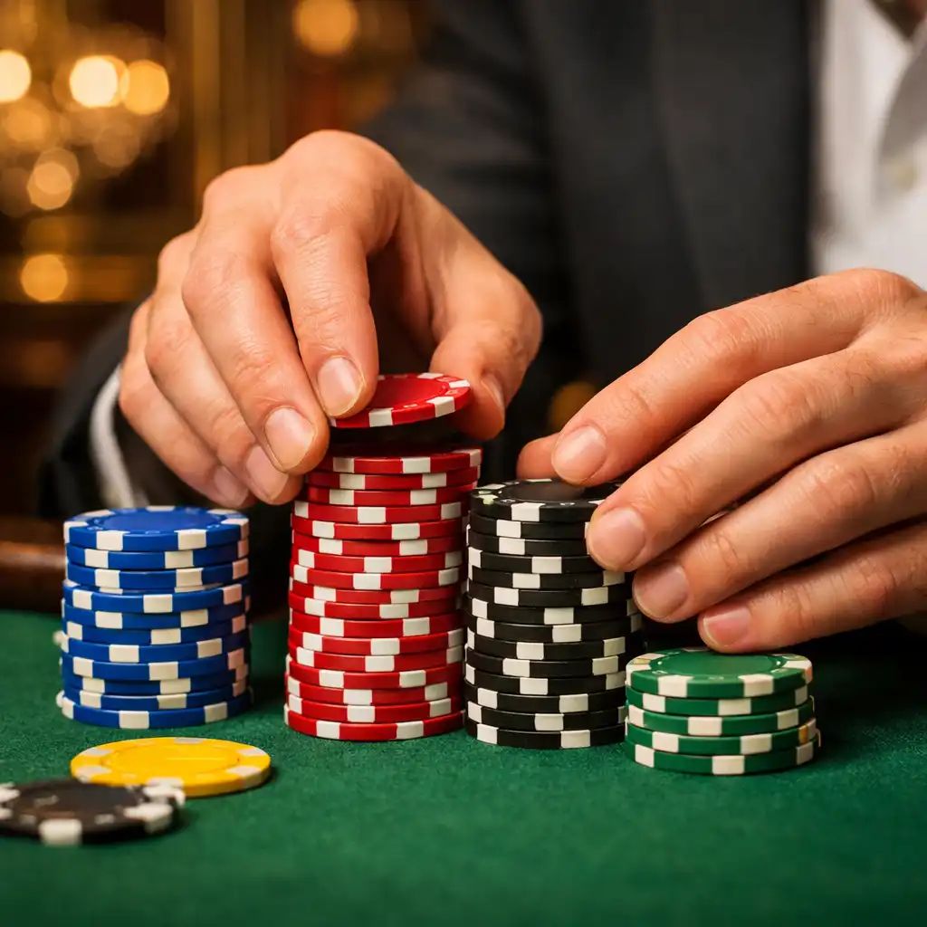 Shuffle & Hearth poker table action with professional dealer distributing cards